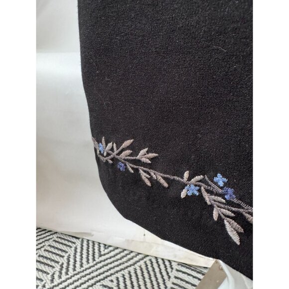 Gap Womens Black Embroidered Hem Midi Skirt Size 6 Polyester Rayon Spandex - Picture 14 of 16